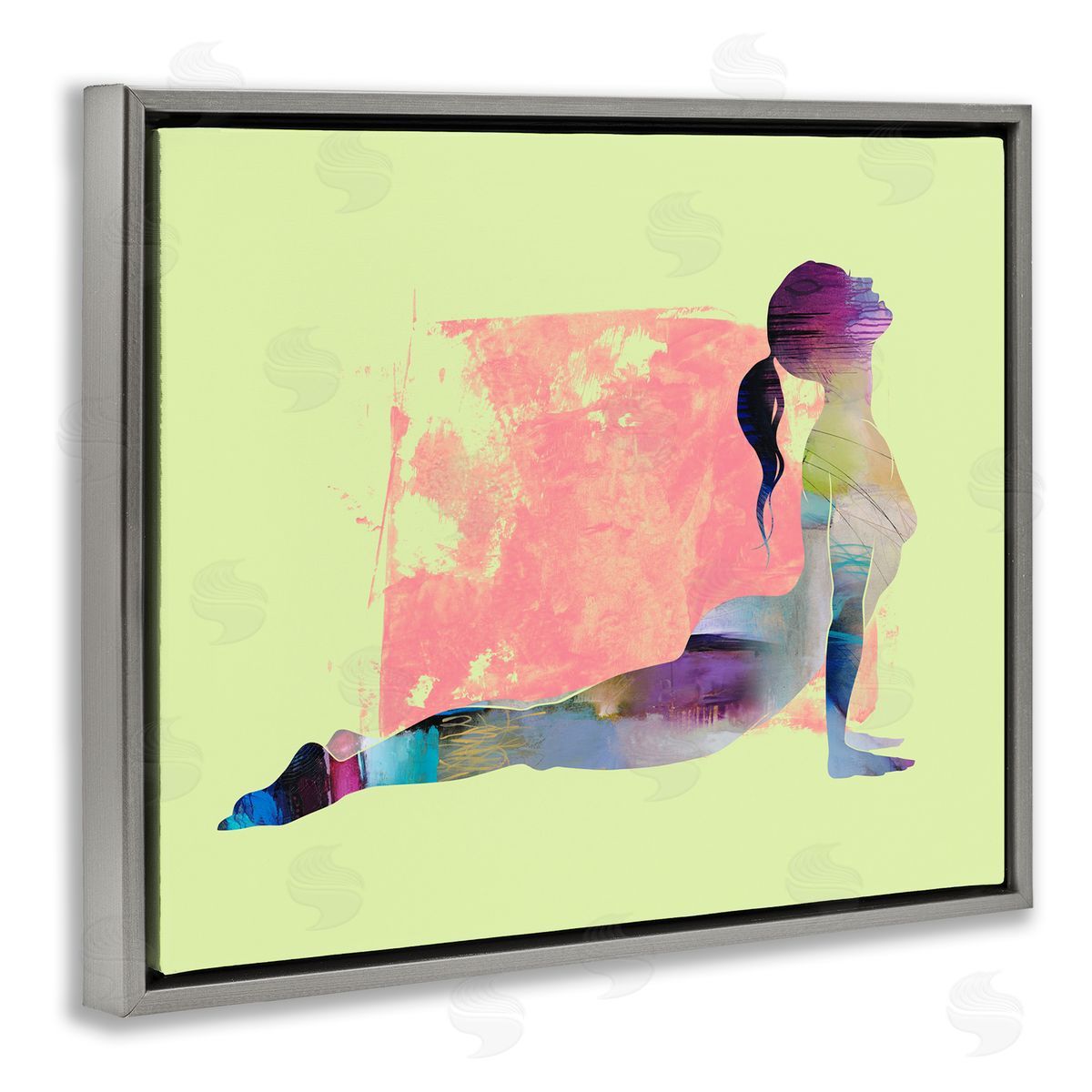 Tim Parker Yoga Pose on Yellow Gray Floating Frame Canvas Wall Art Print