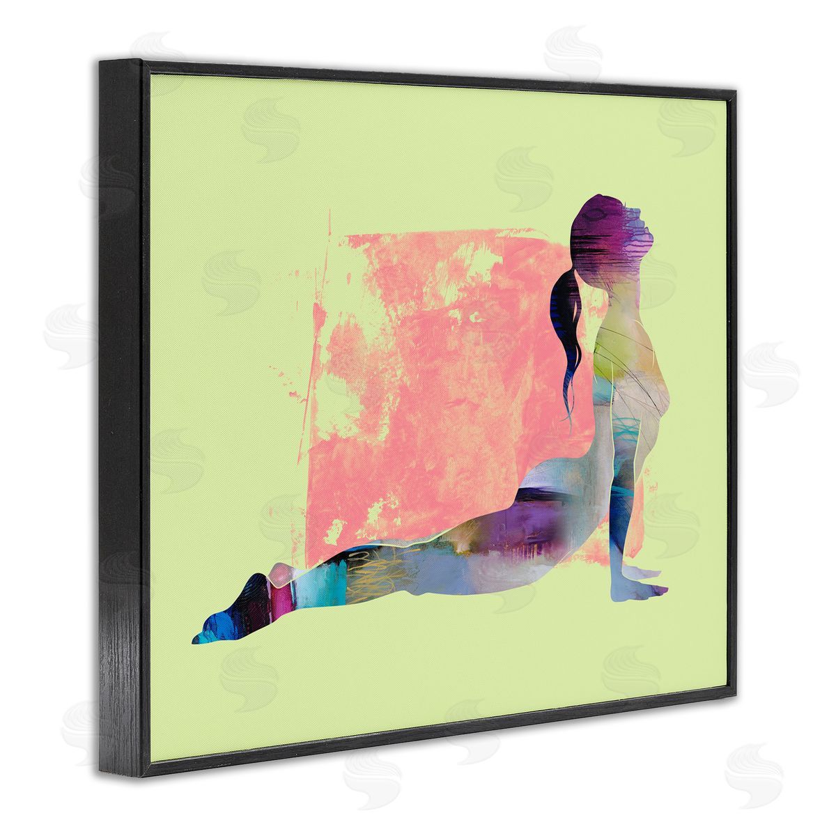Tim Parker Yoga Pose on Yellow Black Framed Giclee Wall Art Print