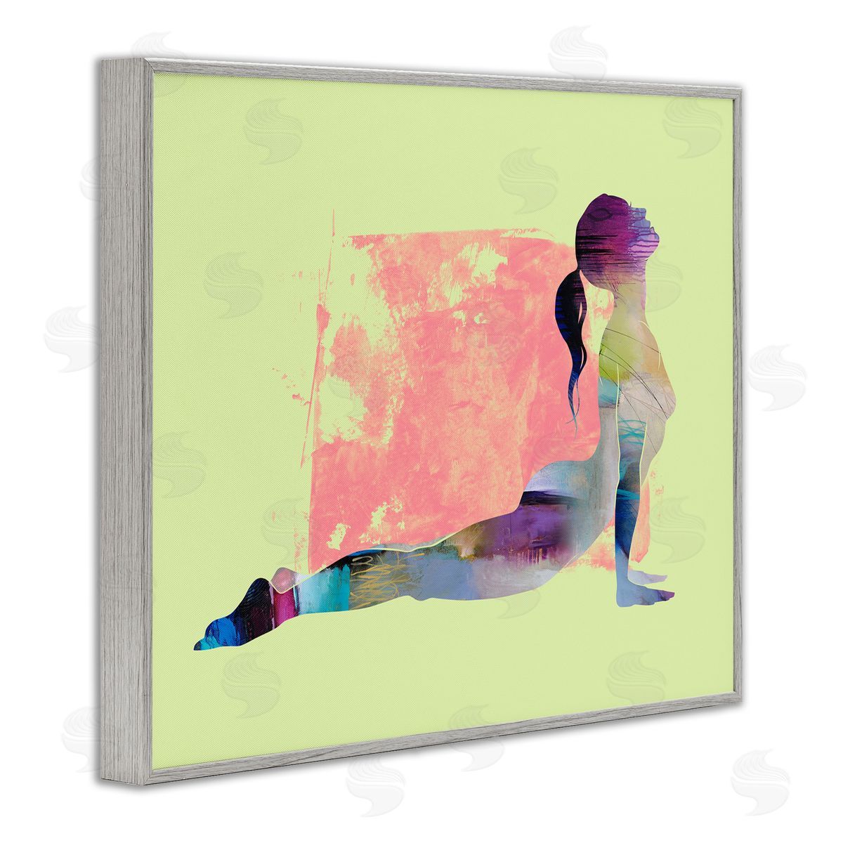 Tim Parker Yoga Pose on Yellow Gray Framed Giclee Wall Art Print