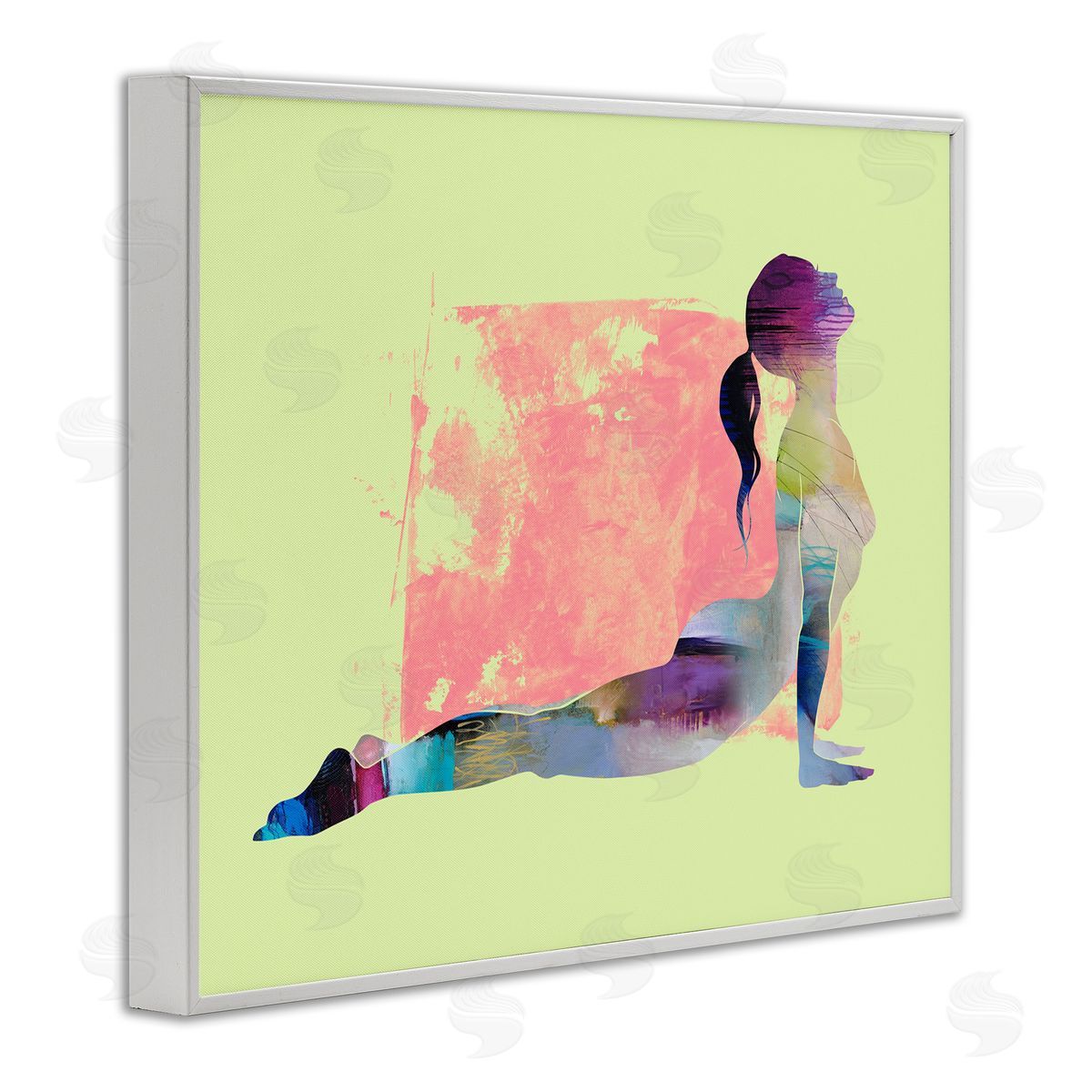 Tim Parker Yoga Pose on Yellow White Framed Giclee Wall Art Print