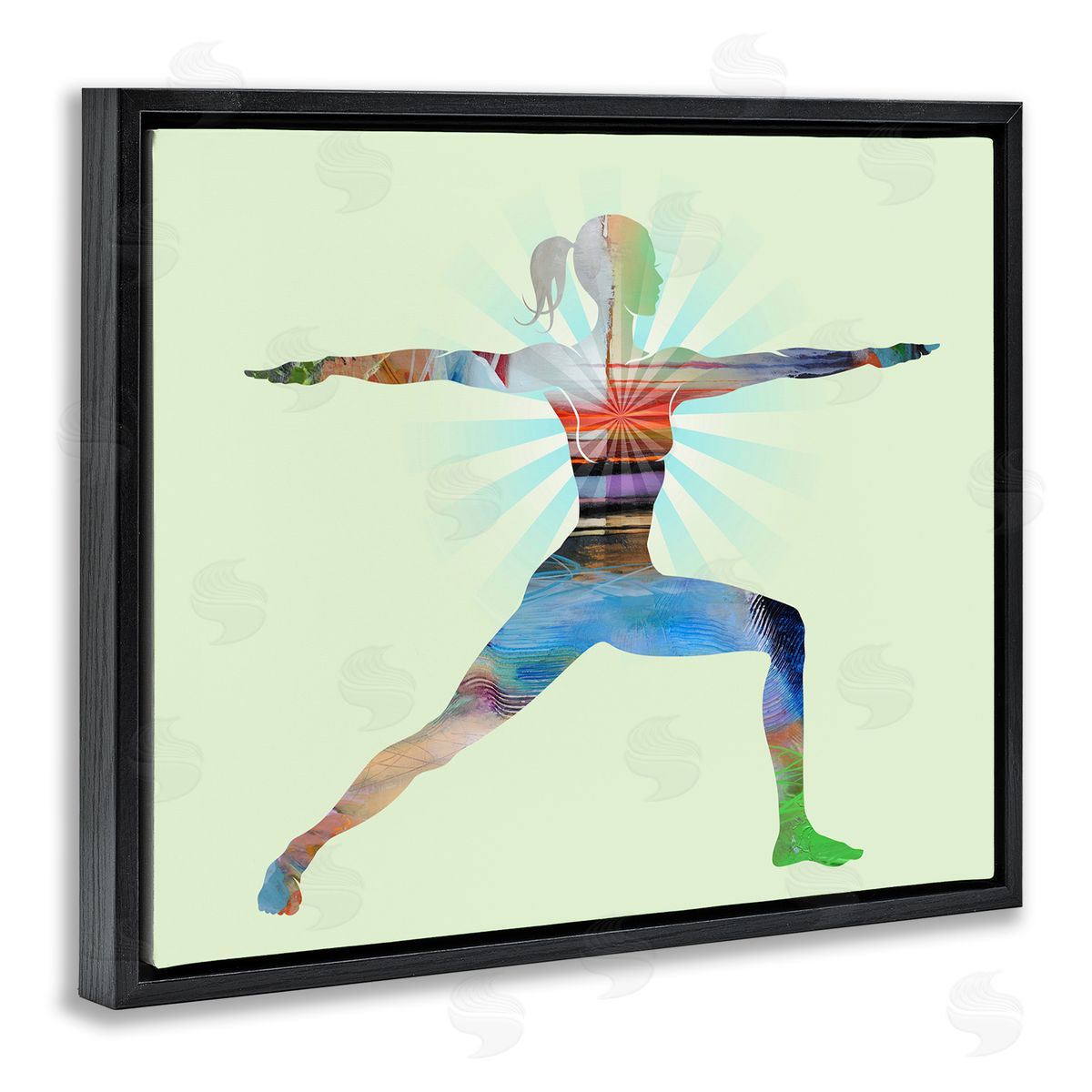 Tim Parker Standing Yoga Pose Black Floating Frame Canvas Wall Art Print