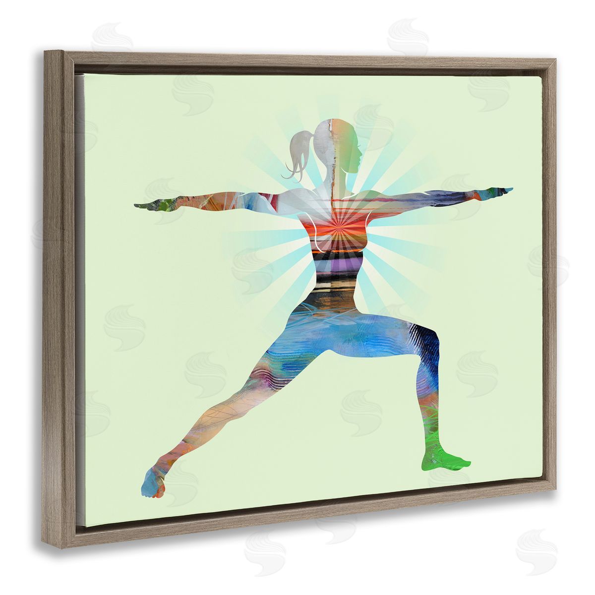 Tim Parker Standing Yoga Pose Brown Floating Frame Canvas Wall Art Print
