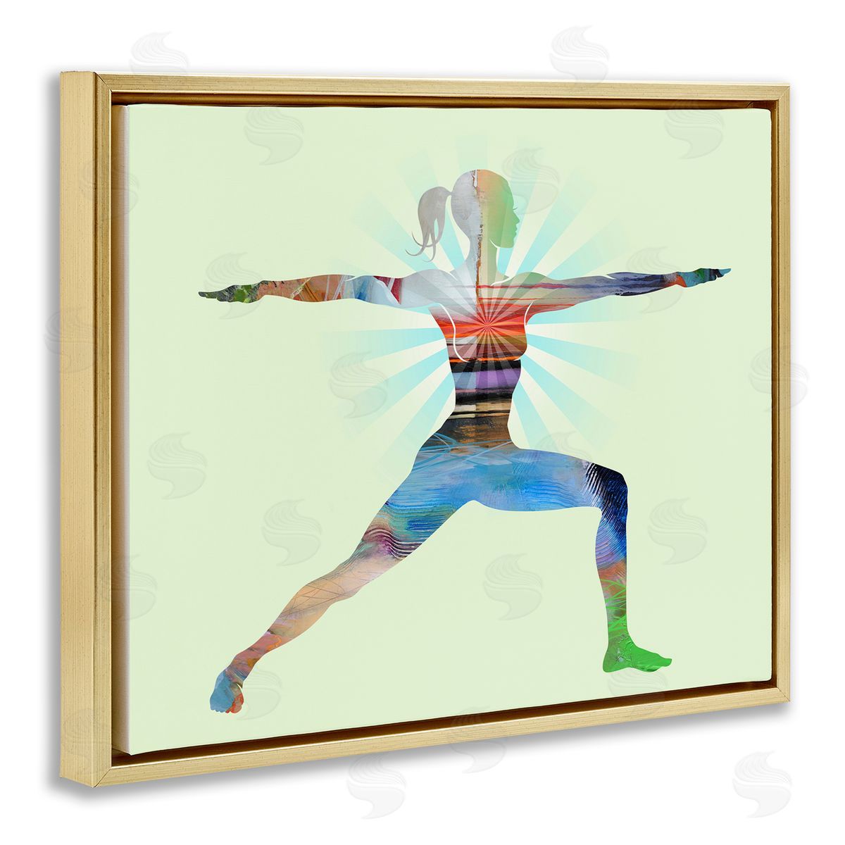 Tim Parker Standing Yoga Pose Gold Floating Frame Canvas Wall Art Print