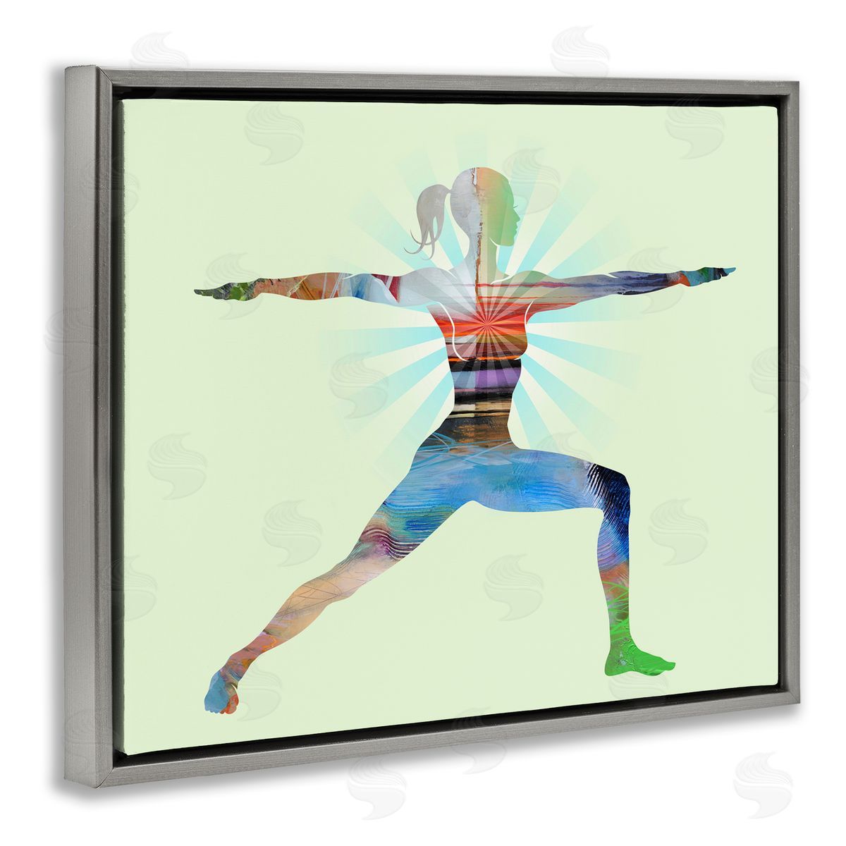 Tim Parker Standing Yoga Pose Gray Floating Frame Canvas Wall Art Print