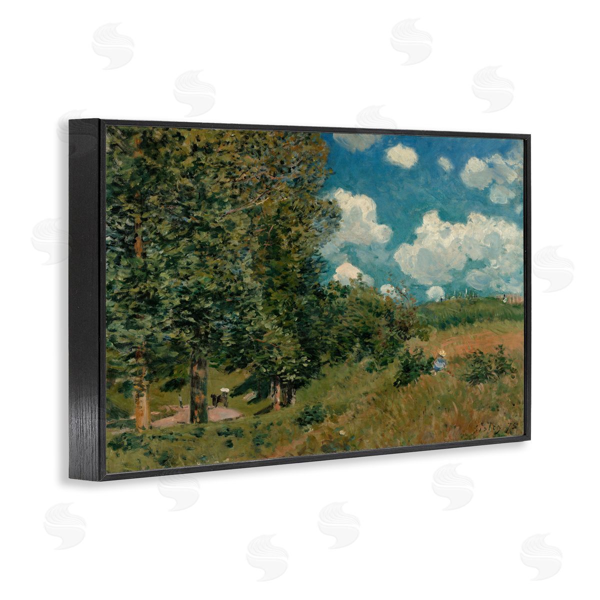Alfred Sisley Classic Cloudy Landscape Black Framed Giclee Wall Art Print