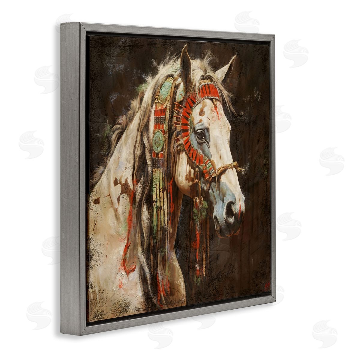 Marta Wiley Strong Traditional Horse Gray Floating Frame Canvas Wall Art Print