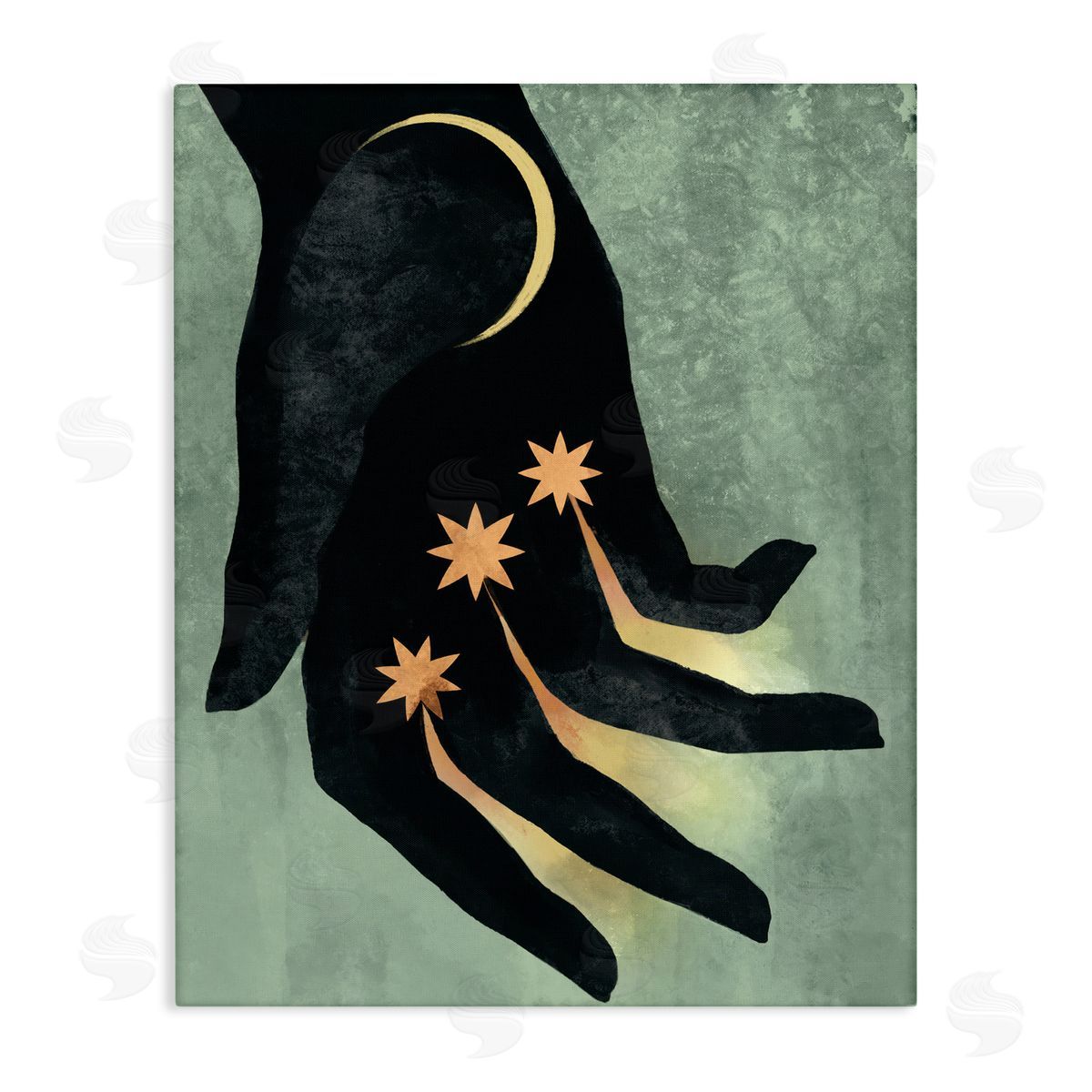 Stupell Studio Moon & Stars Hand Canvas Wall Art Print