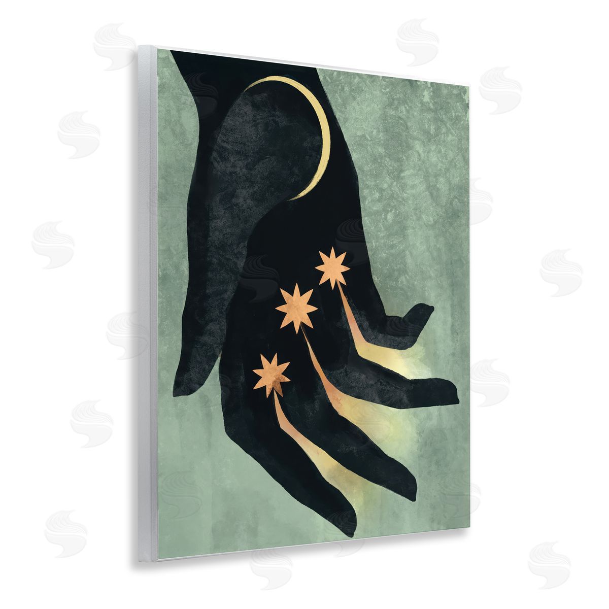 Stupell Studio Moon & Stars Hand Wooden Wall Plaque Art Print