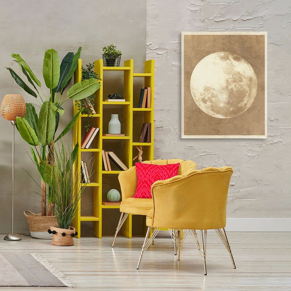 Stupell Studio Rustic Neutral Moon Canvas Wall Art Print in Room