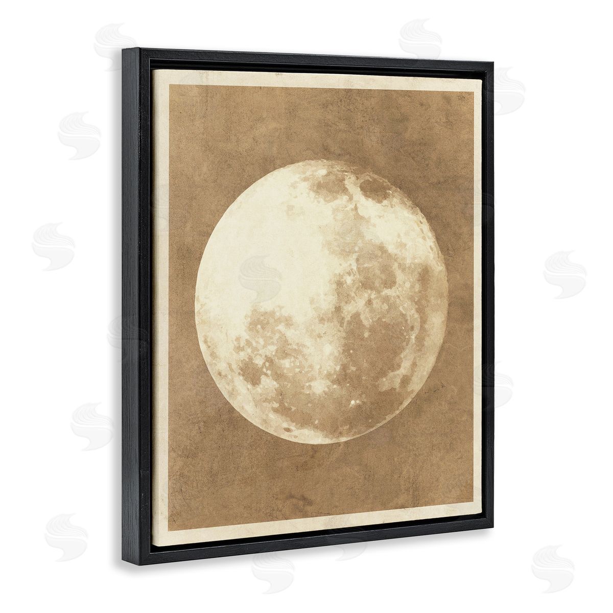 Stupell Studio Rustic Neutral Moon Black Floating Frame Canvas Wall Art Print