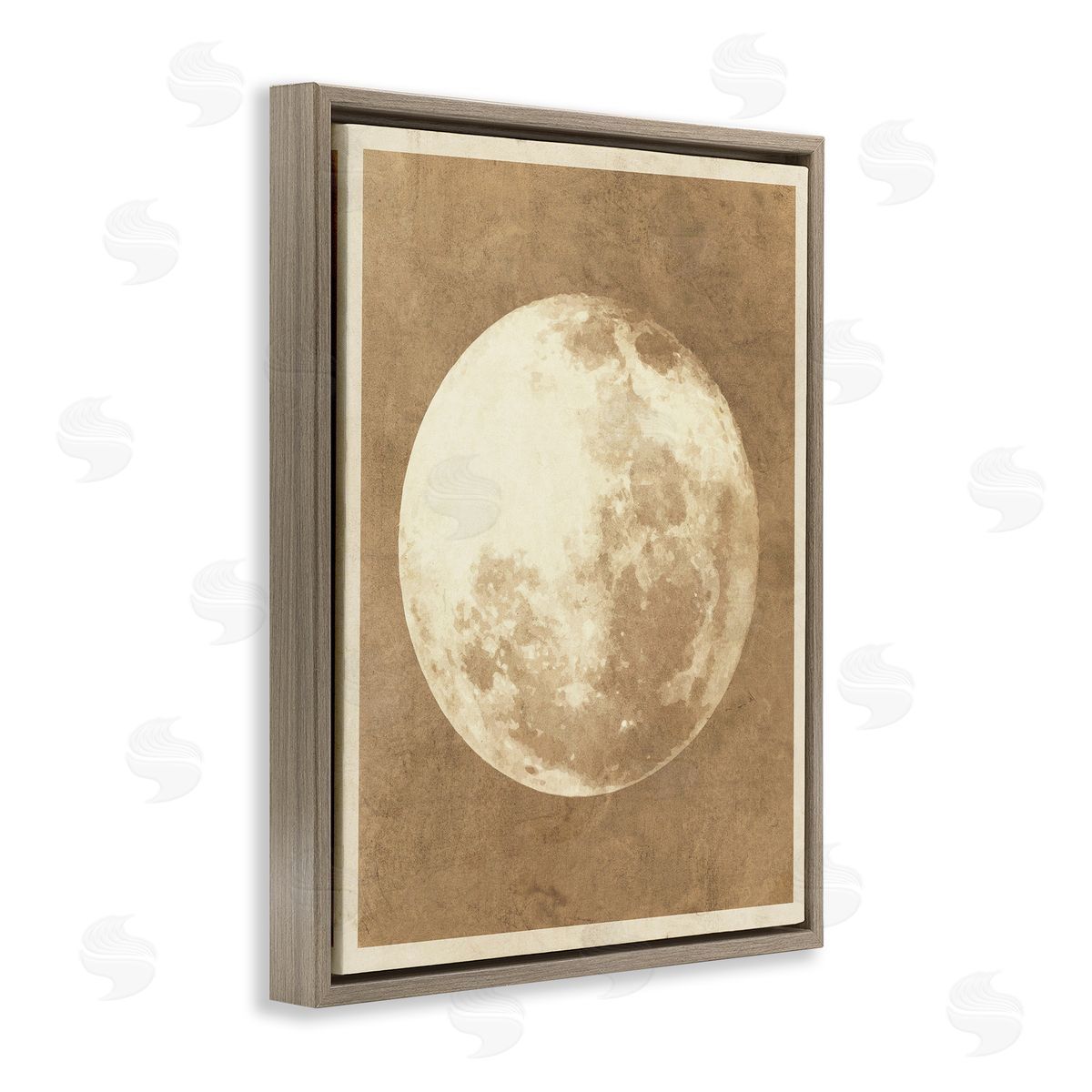 Stupell Studio Rustic Neutral Moon Brown Floating Frame Canvas Wall Art Print
