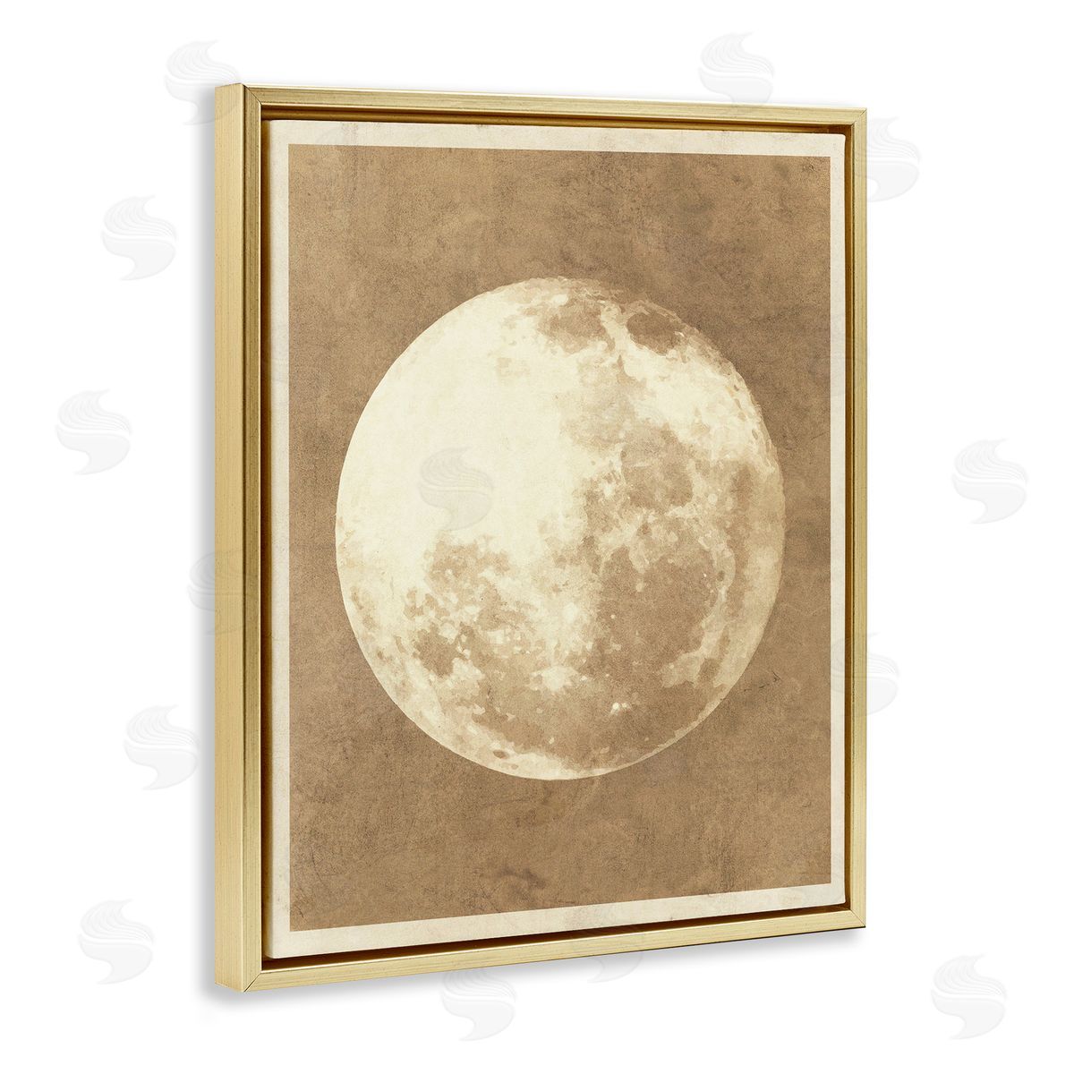 Stupell Studio Rustic Neutral Moon Gold Floating Frame Canvas Wall Art Print