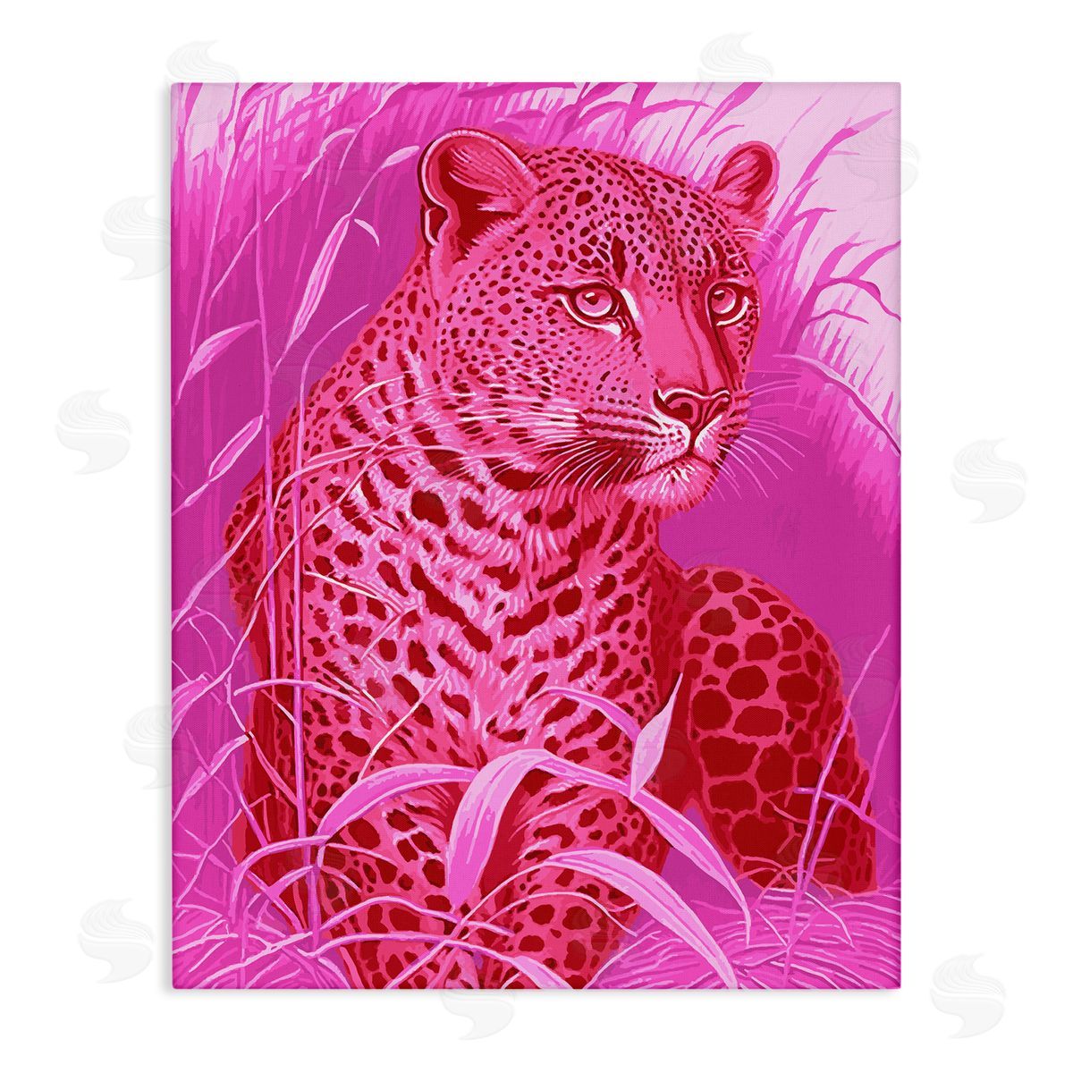 Stupell Studio Cheetah Among Pink Leaves Canvas Wall Art Print