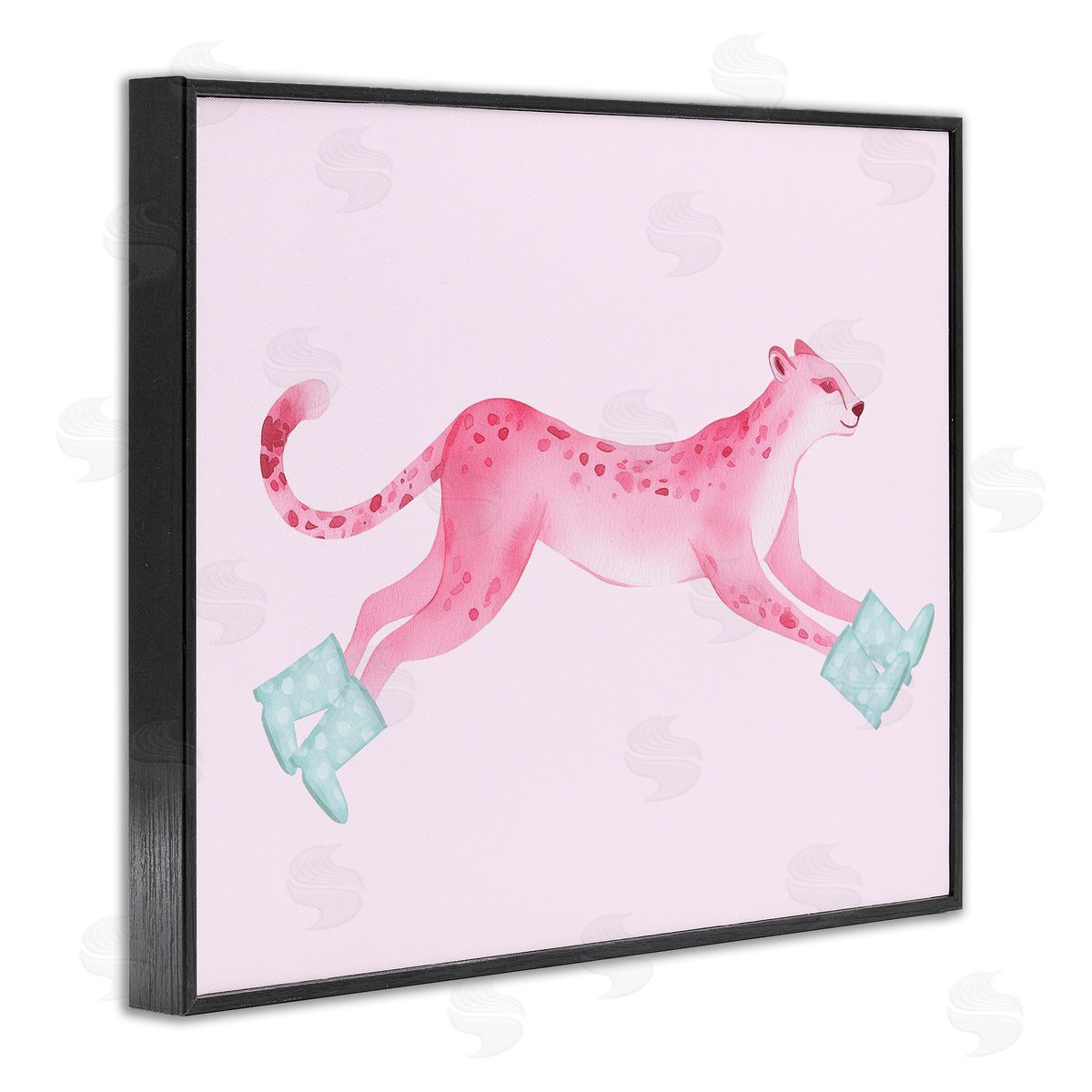 Stupell Studio Running Leopard in Boots Black Framed Giclee Wall Art Print