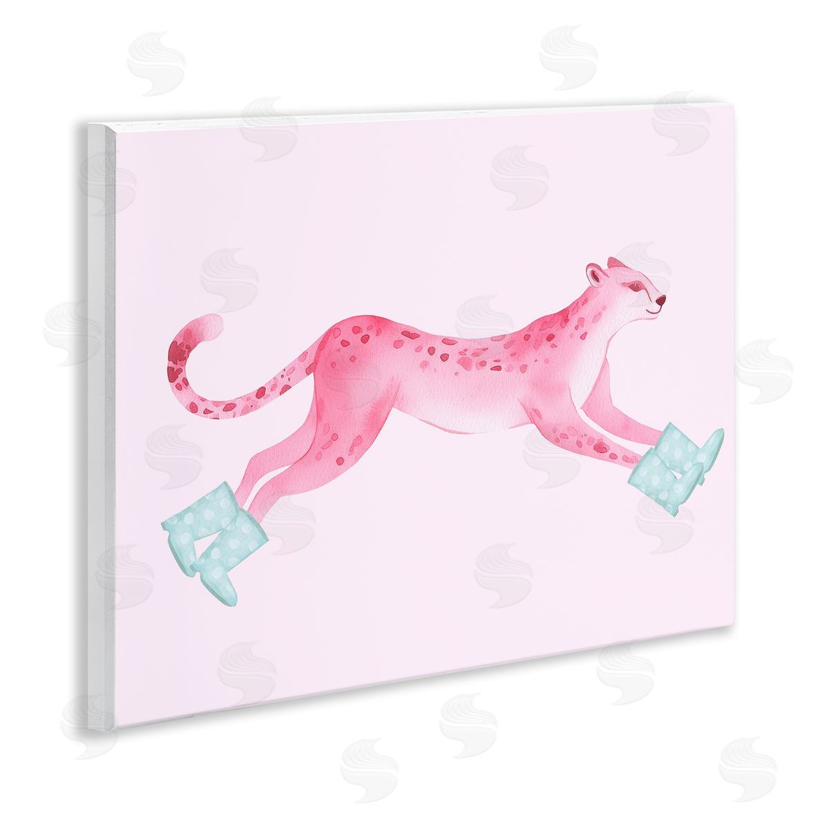 Stupell Studio Running Leopard in Boots Wooden Wall Plaque Art Print
