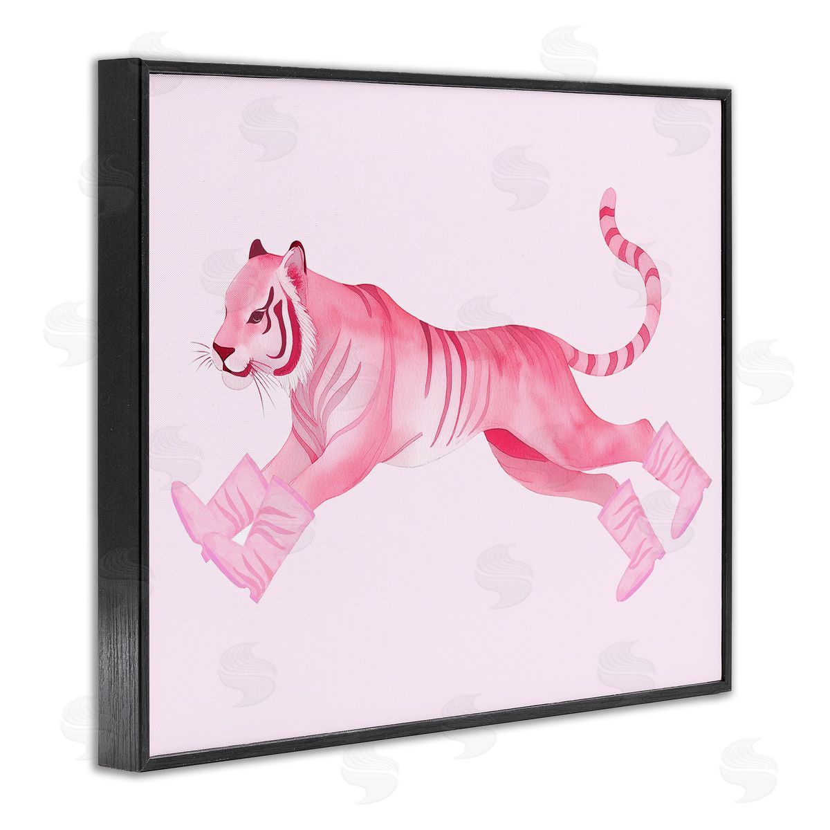 Stupell Studio Running Tiger in Boots Black Framed Giclee Wall Art Print