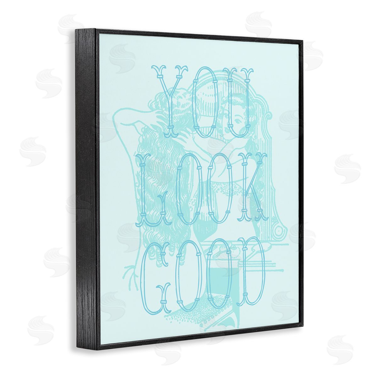 Stupell Studio You Look Good Girl in Mirror Black Framed Giclee Wall Art Print