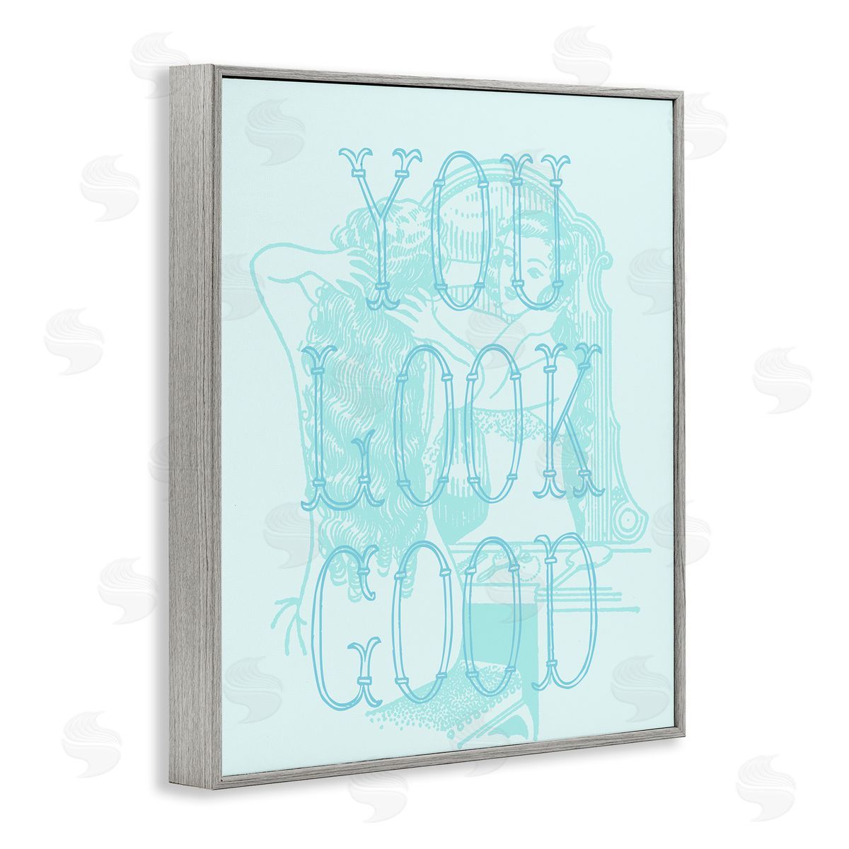 Stupell Studio You Look Good Girl in Mirror Gray Framed Giclee Wall Art Print