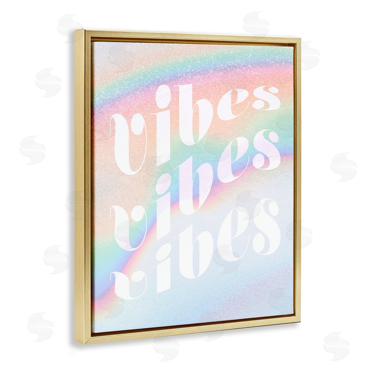 Stupell Studio Vibes over Glam Rainbow Gold Floating Frame Canvas Wall Art Print