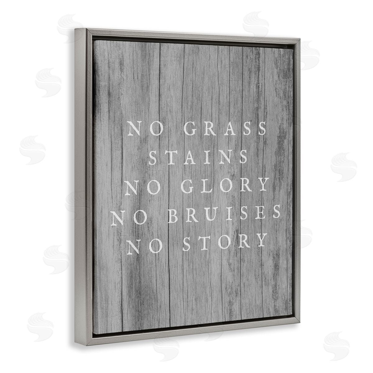 Stupell Studio No Grass Stains No Glory Gray Floating Frame Canvas Wall Art Print