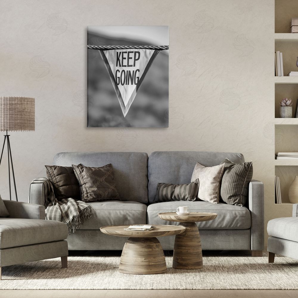 Stupell Studio Keep Going Pennant Canvas Wall Art Print in Room
