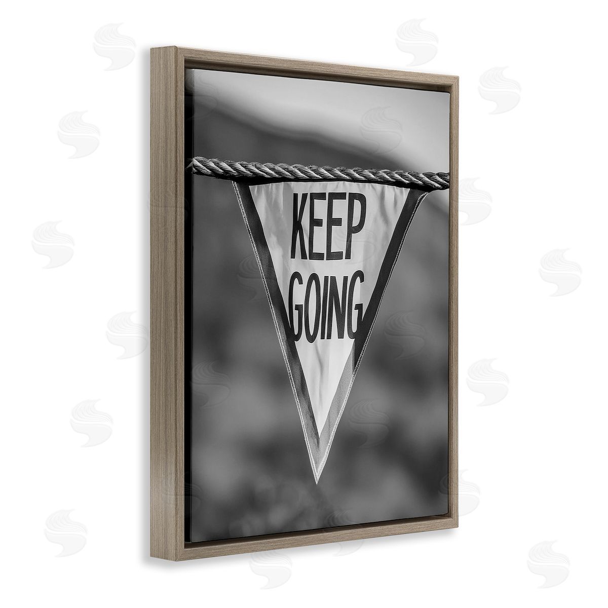 Stupell Studio Keep Going Pennant Brown Floating Frame Canvas Wall Art Print