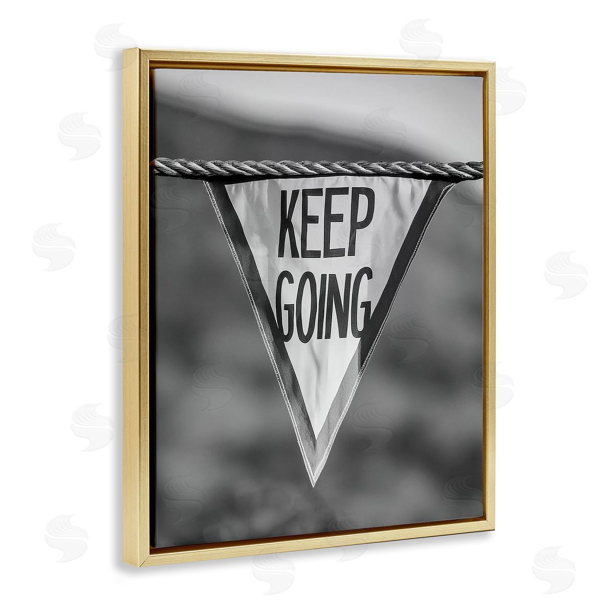 Stupell Studio Keep Going Pennant Gold Floating Frame Canvas Wall Art Print