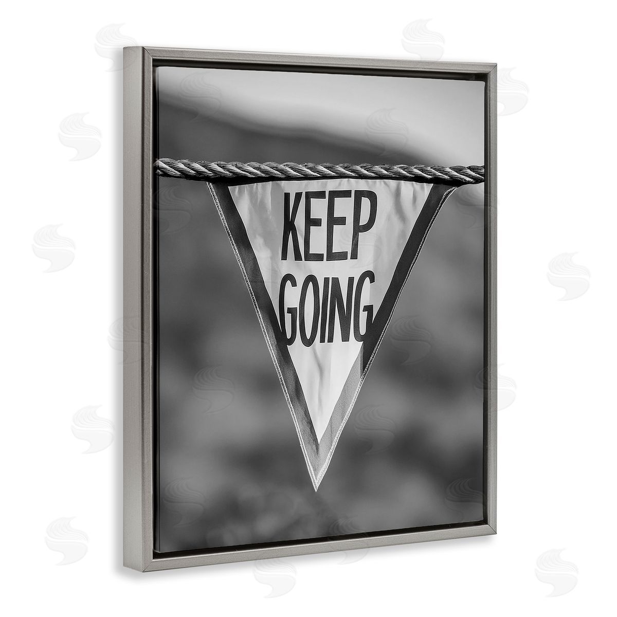 Stupell Studio Keep Going Pennant Gray Floating Frame Canvas Wall Art Print