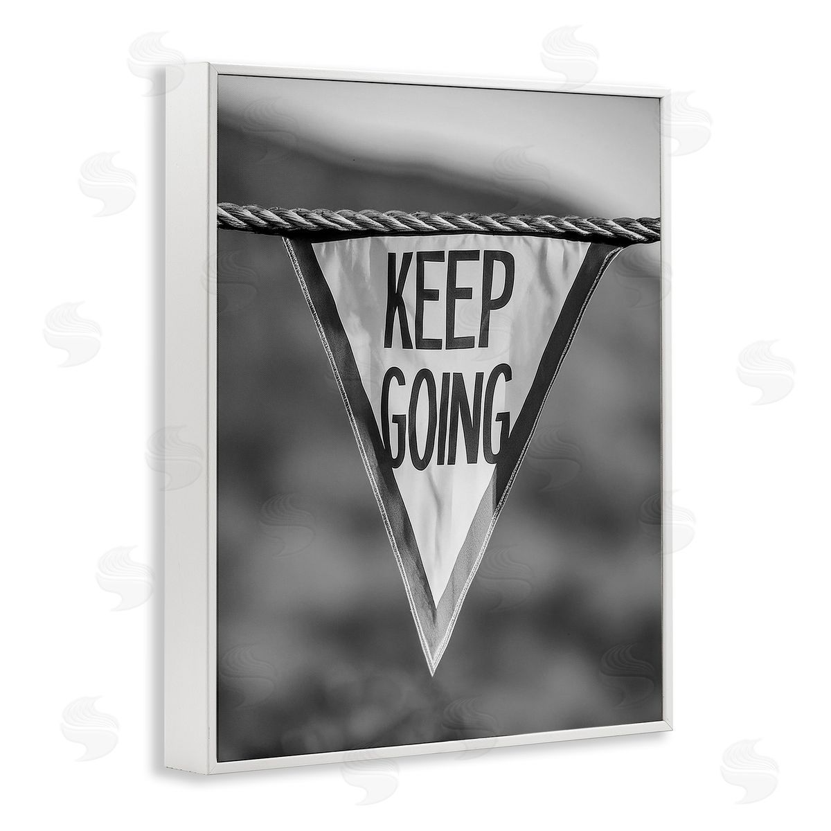 Stupell Studio Keep Going Pennant White Framed Giclee Wall Art Print