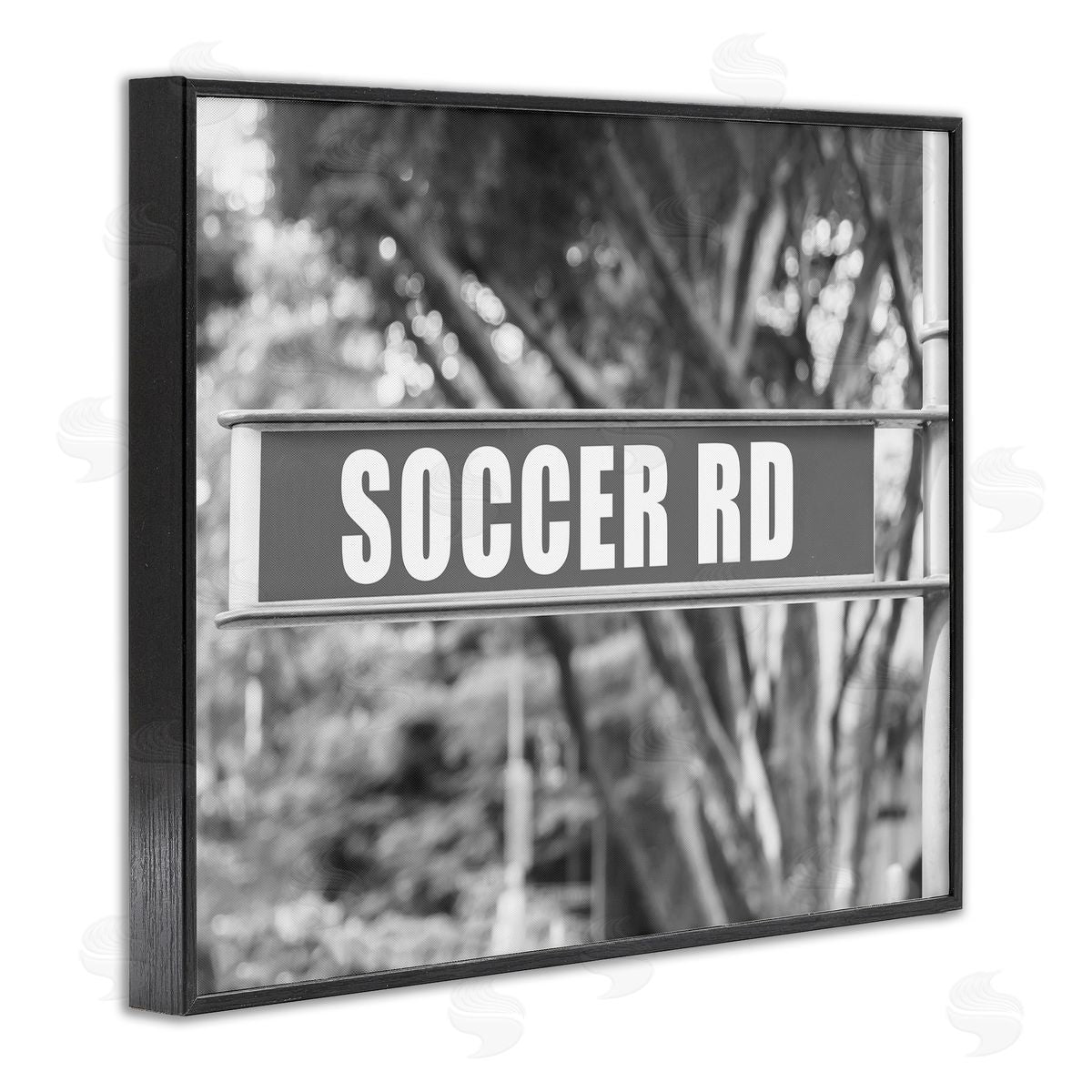 Stupell Studio Soccer Road Sign Black Framed Giclee Wall Art Print