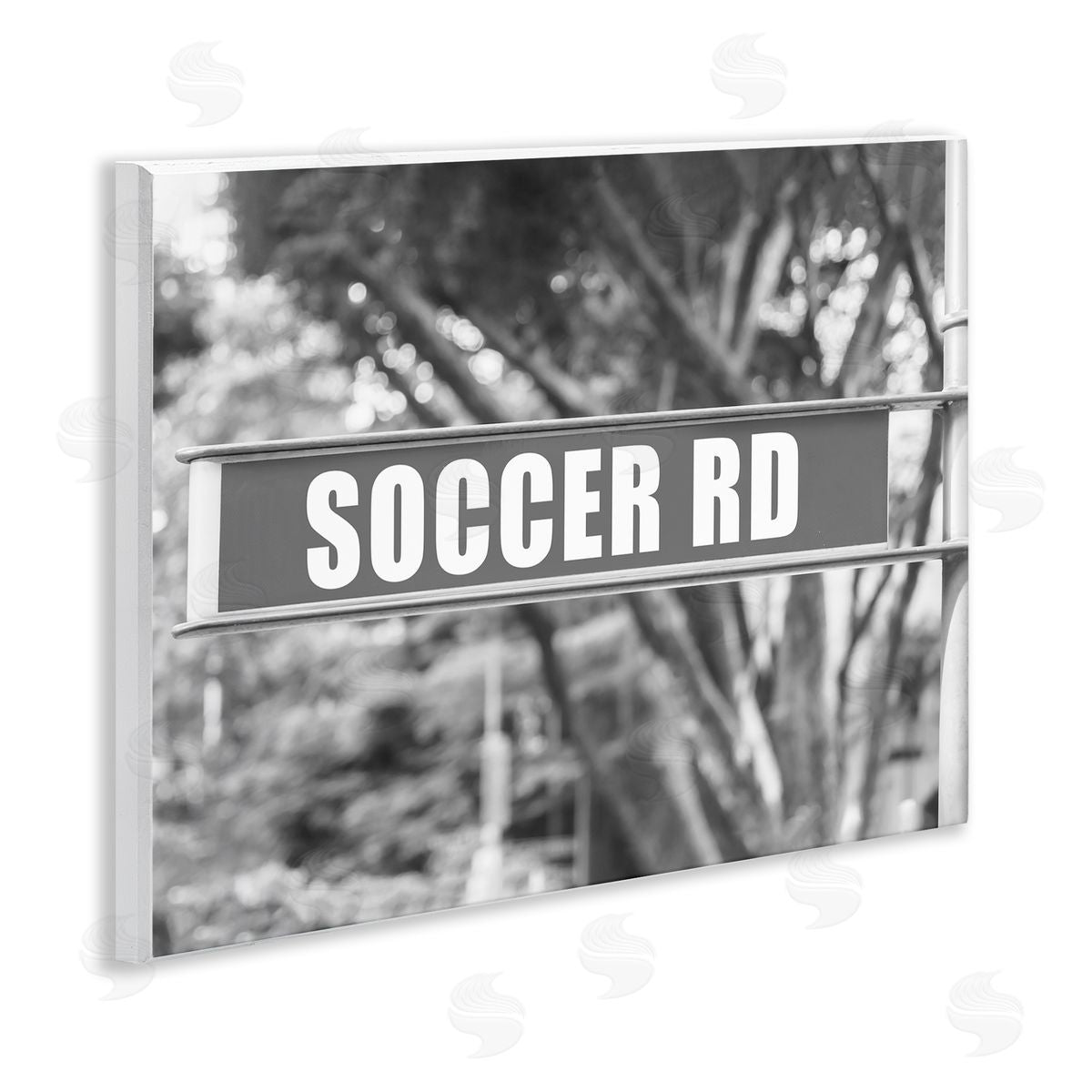 Stupell Studio Soccer Road Sign Wooden Wall Plaque Art Print