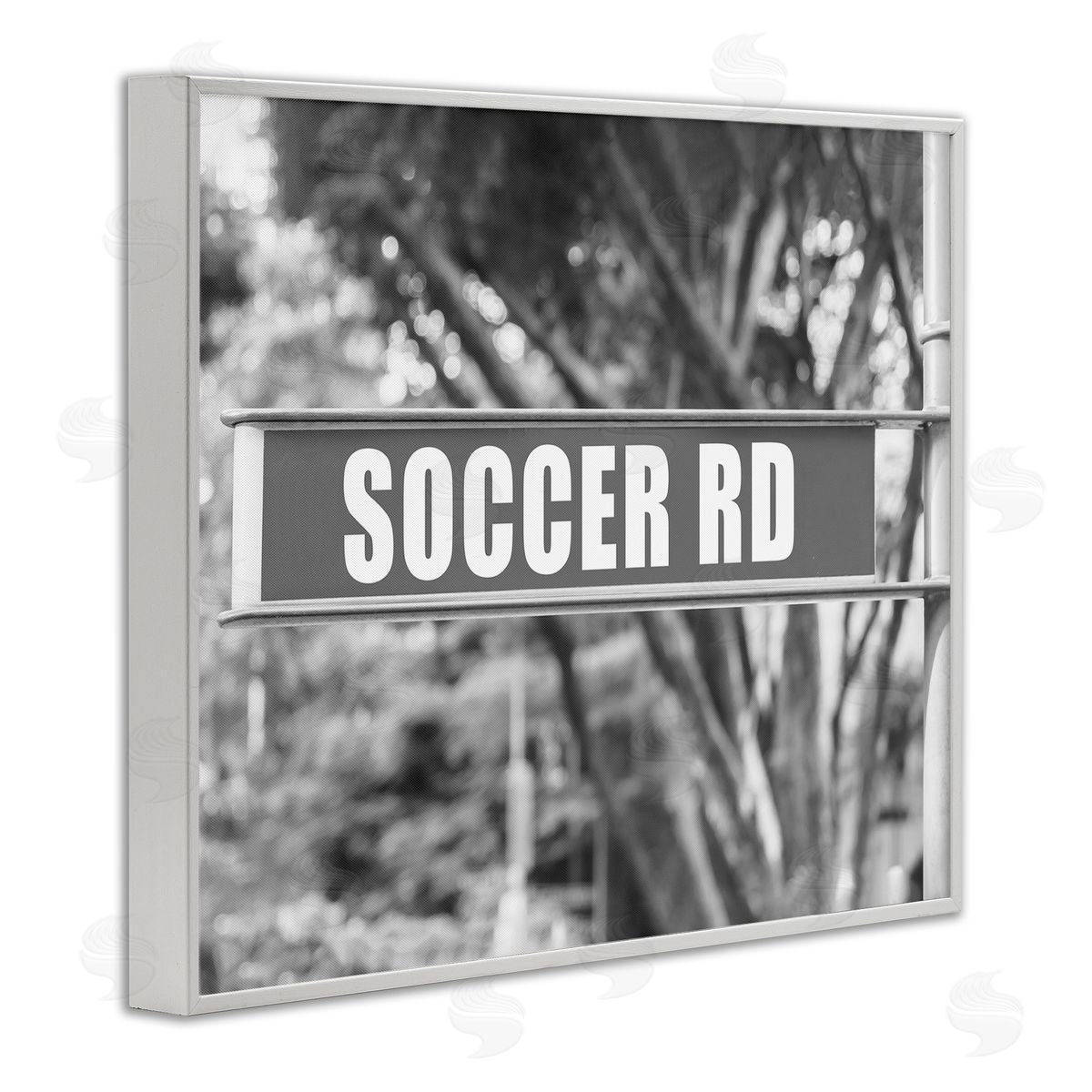 Stupell Studio Soccer Road Sign White Framed Giclee Wall Art Print