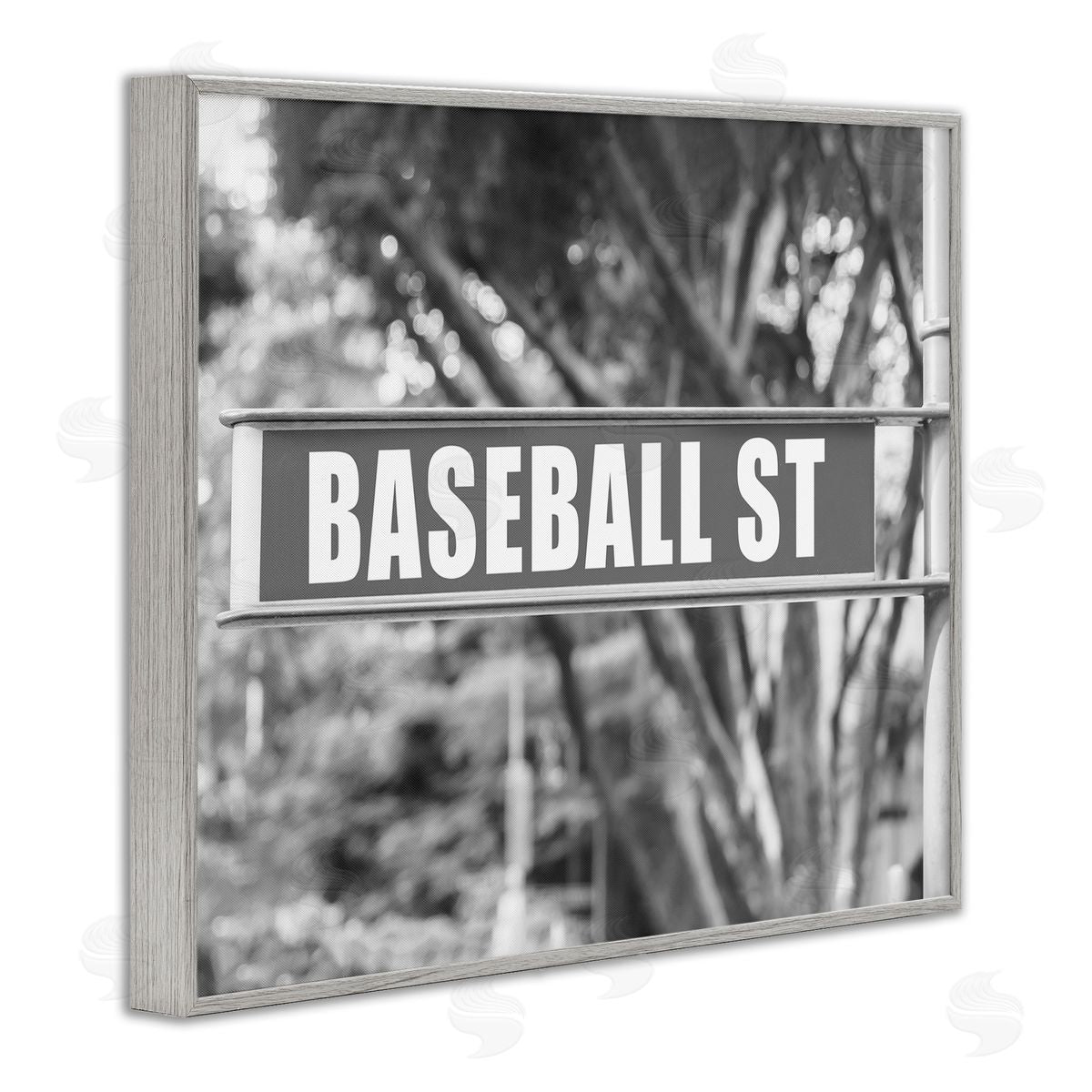 Stupell Studio Baseball Street Sign Gray Framed Giclee Wall Art Print