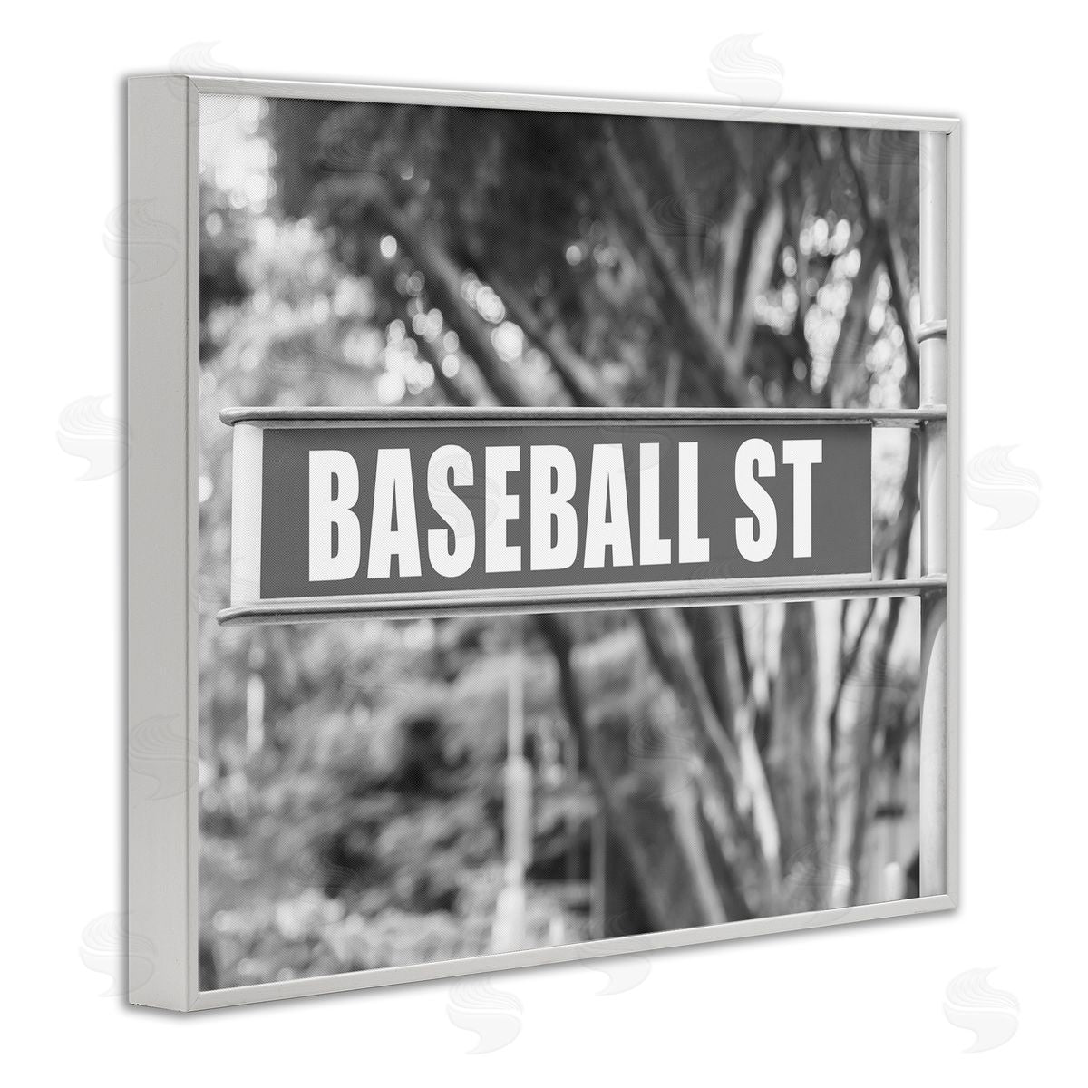 Stupell Studio Baseball Street Sign White Framed Giclee Wall Art Print
