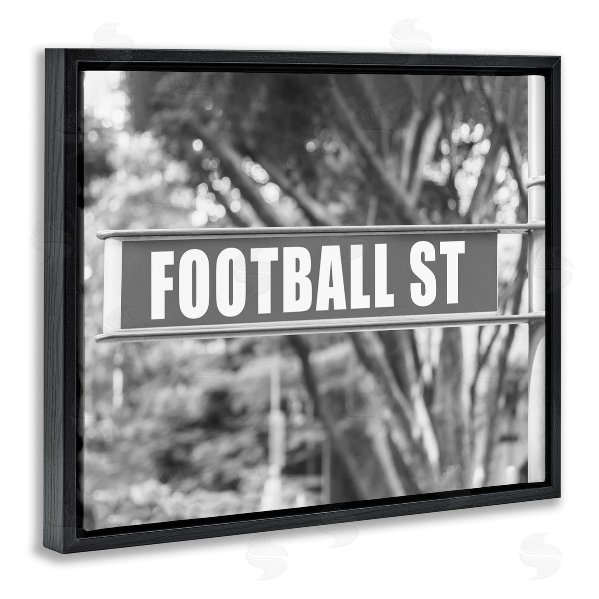 Stupell Studio Football Street Sign Black Floating Frame Canvas Wall Art Print