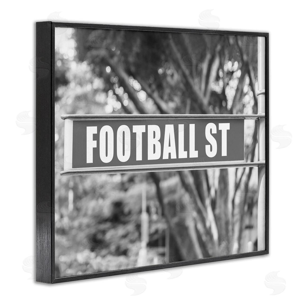 Stupell Studio Football Street Sign Black Framed Giclee Wall Art Print