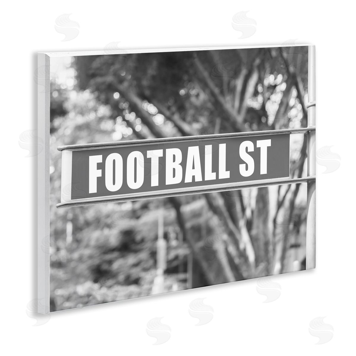 Stupell Studio Football Street Sign Wooden Wall Plaque Art Print