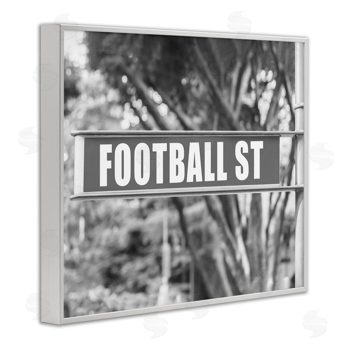 Stupell Studio Football Street Sign White Framed Giclee Wall Art Print