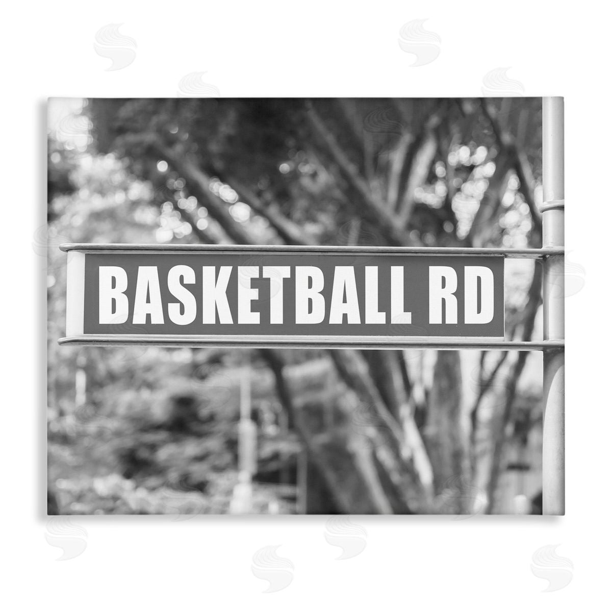 Stupell Studio Basketball Road Sign Canvas Wall Art Print