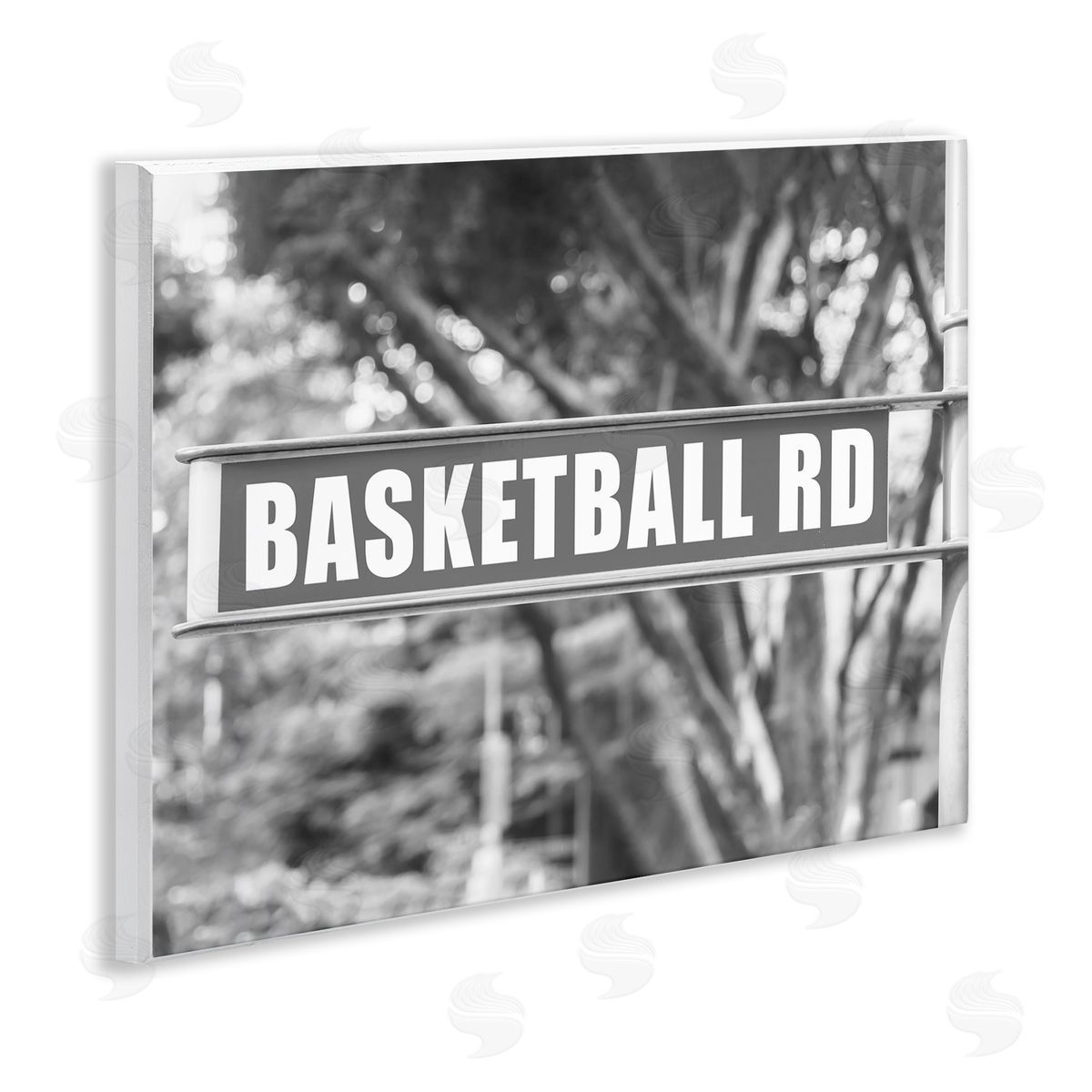 Stupell Studio Basketball Road Sign Wooden Wall Plaque Art Print