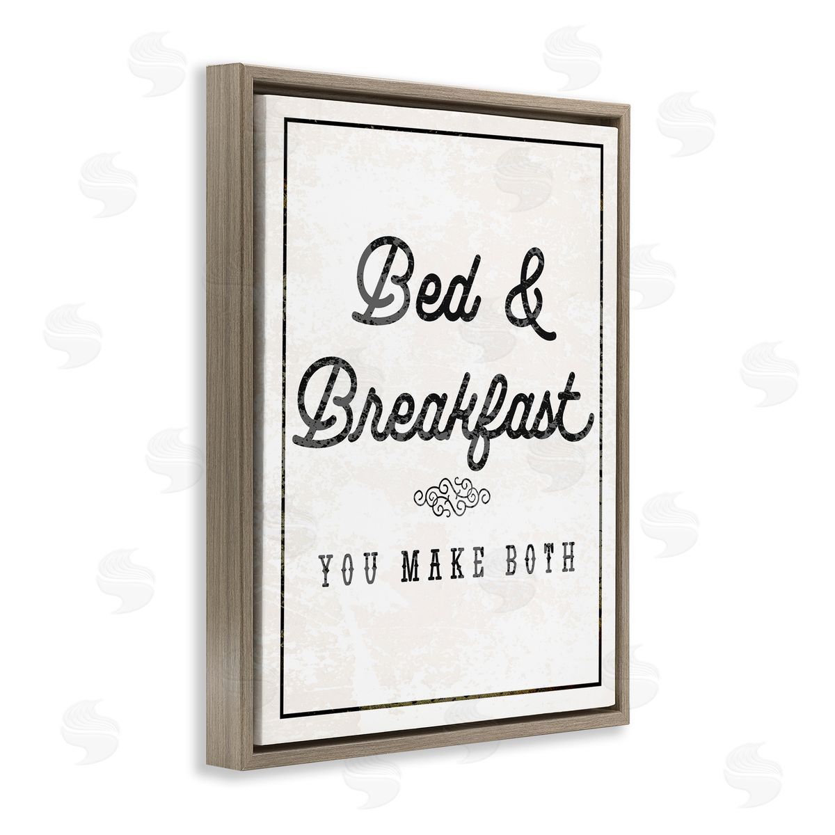 Stupell Studio Bed & Breakfast Humor Brown Floating Frame Canvas Wall Art Print