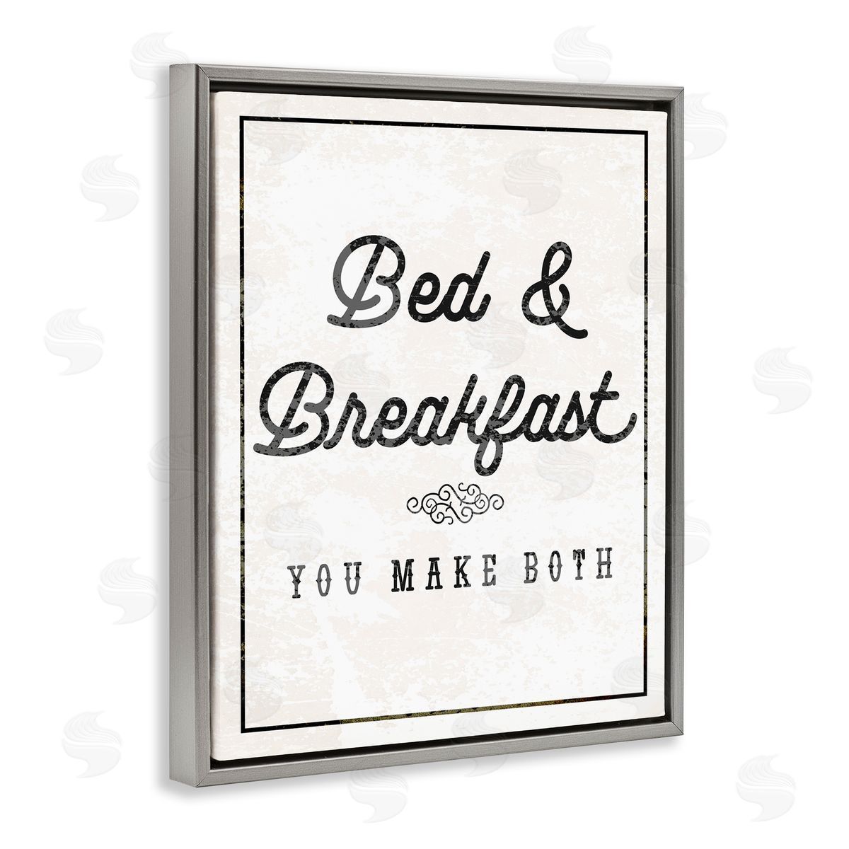 Stupell Studio Bed & Breakfast Humor Gray Floating Frame Canvas Wall Art Print