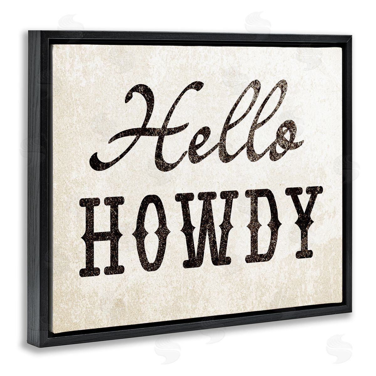 Stupell Studio Western Hellow Howdy Black Floating Frame Canvas Wall Art Print