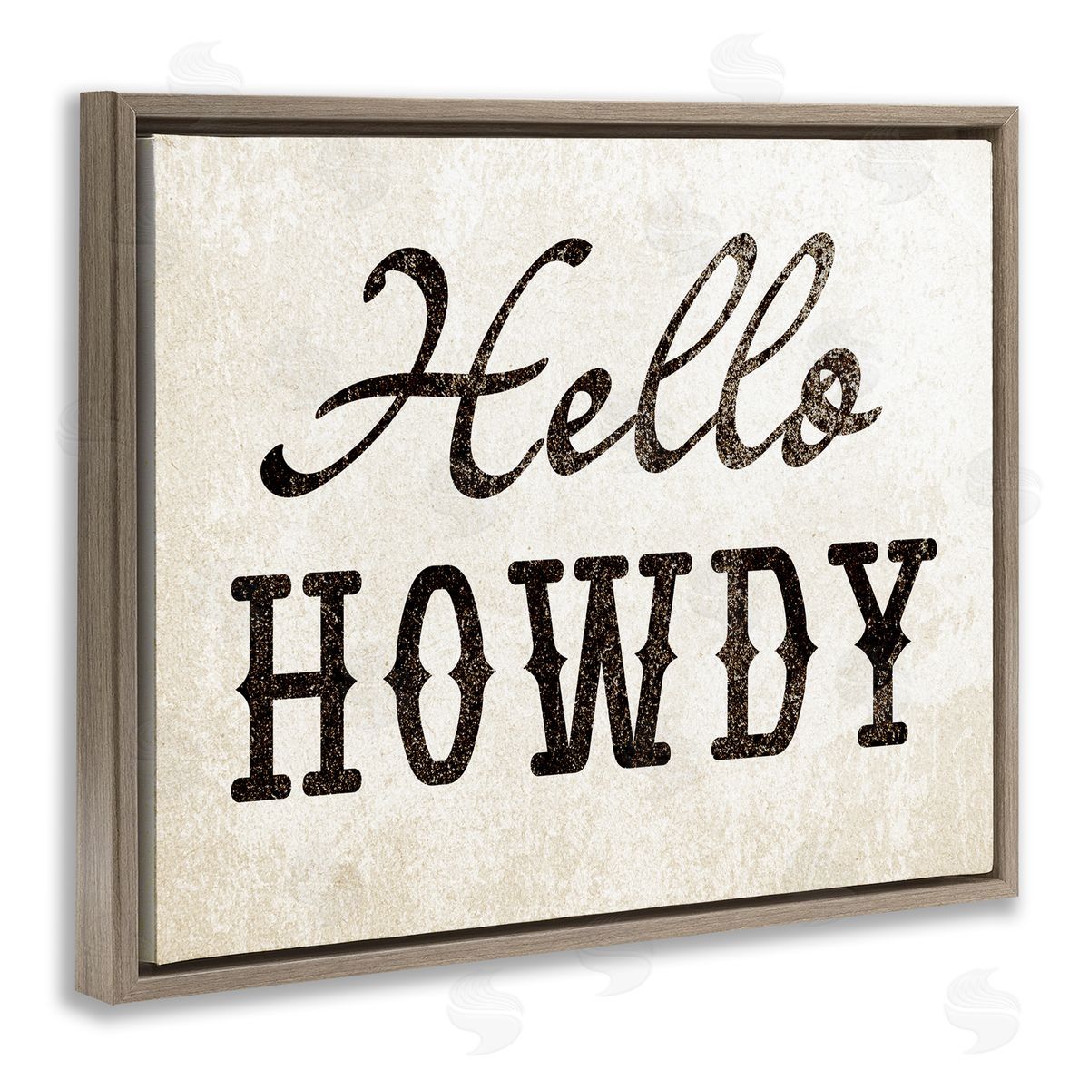 Stupell Studio Western Hellow Howdy Brown Floating Frame Canvas Wall Art Print