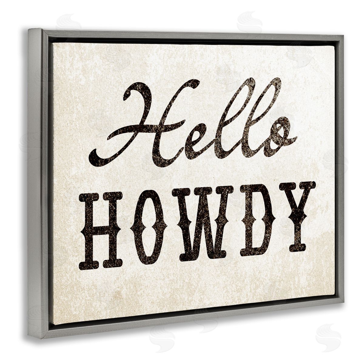 Stupell Studio Western Hellow Howdy Gray Floating Frame Canvas Wall Art Print