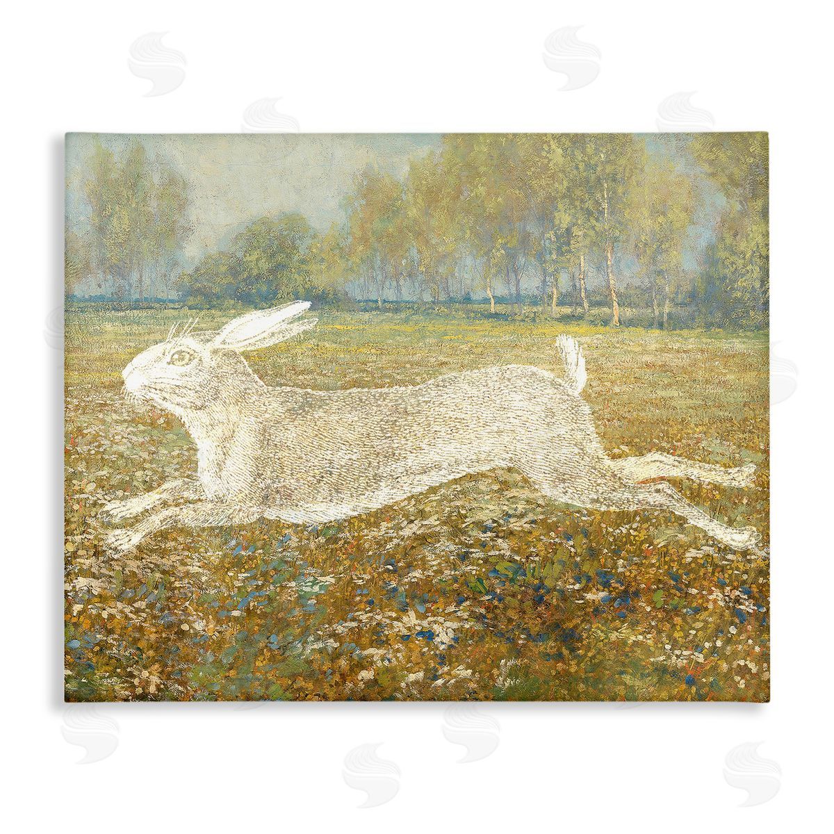 Stupell Studio Impressionist Jumping Hare Canvas Wall Art Print