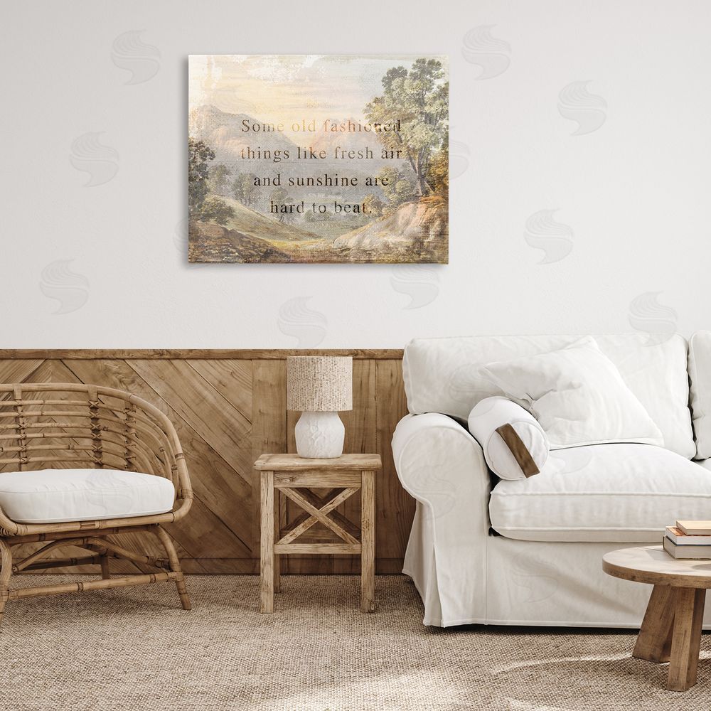 Stupell Studio Fresh Air Sentiment Landscape Canvas Wall Art Print in Room