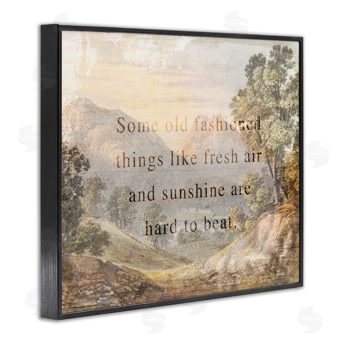 Stupell Studio Fresh Air Sentiment Landscape Black Framed Giclee Wall Art Print