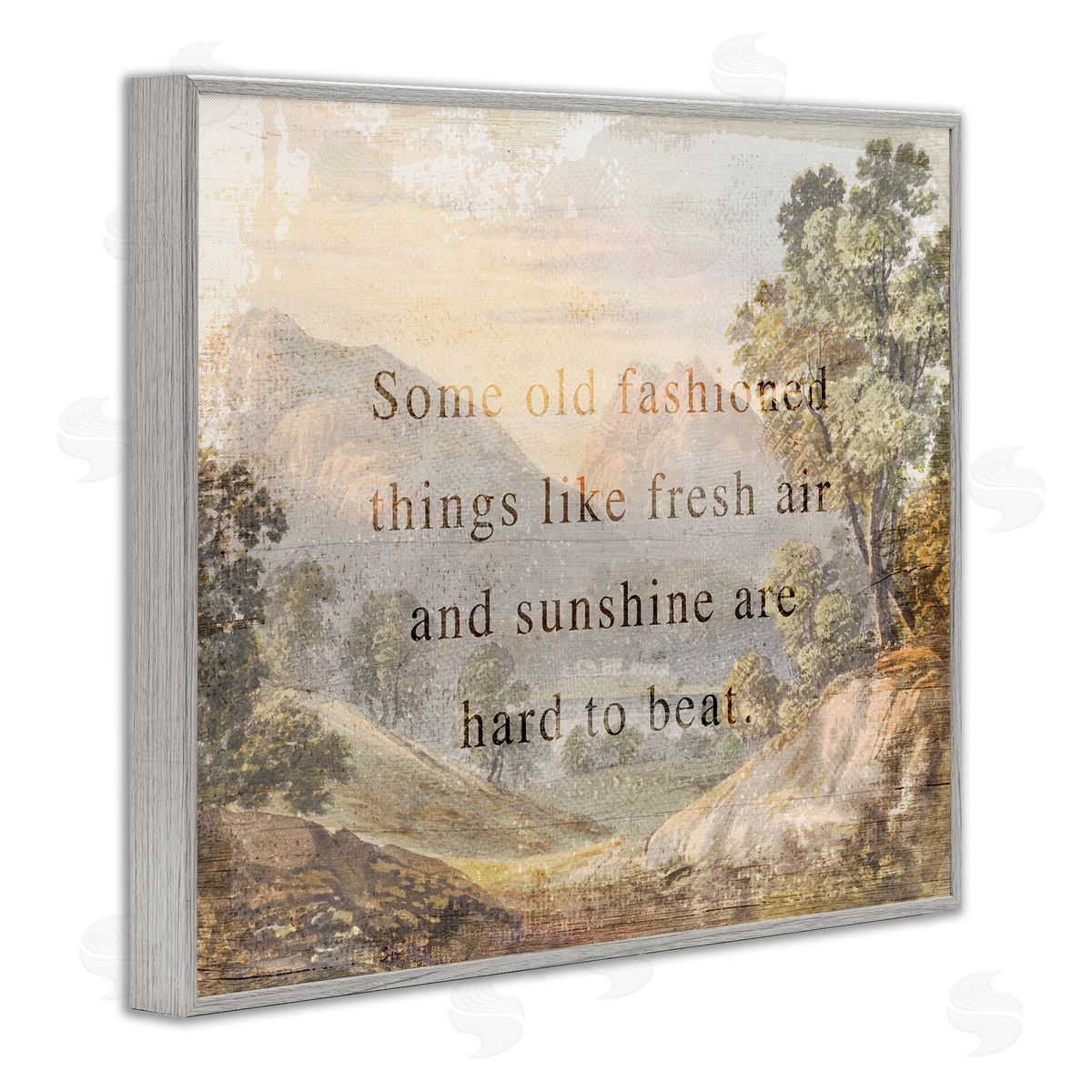 Stupell Studio Fresh Air Sentiment Landscape Gray Framed Giclee Wall Art Print