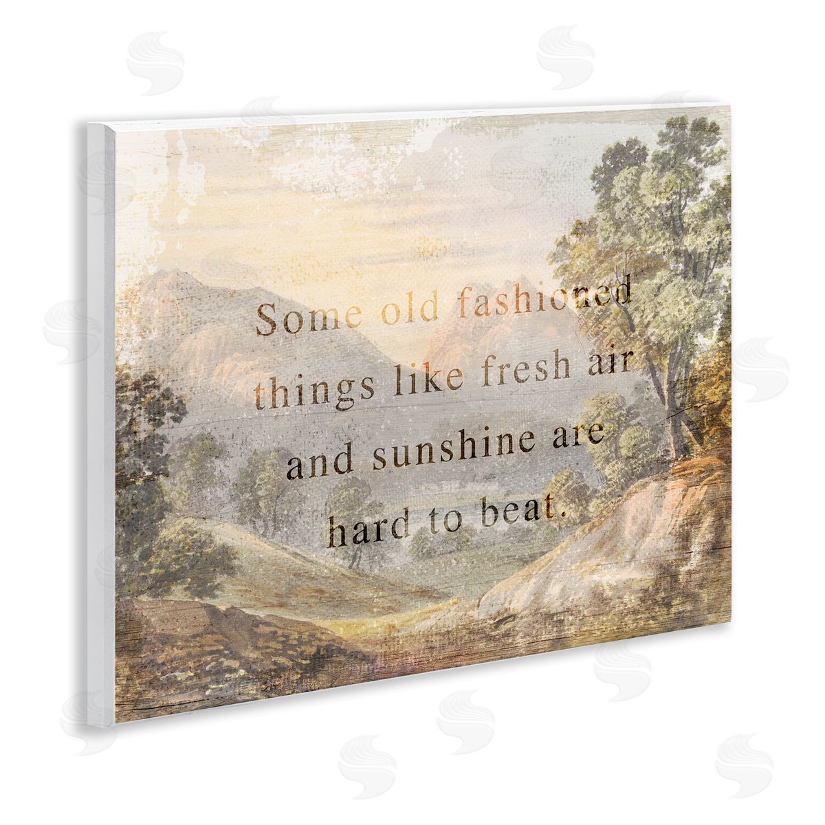 Stupell Studio Fresh Air Sentiment Landscape Wooden Wall Plaque Art Print